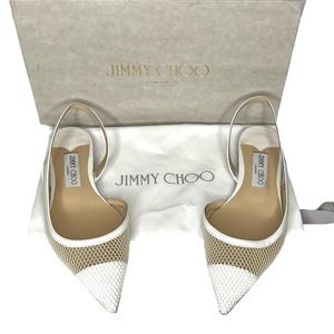 Jimmy Choo White and Tan Flats